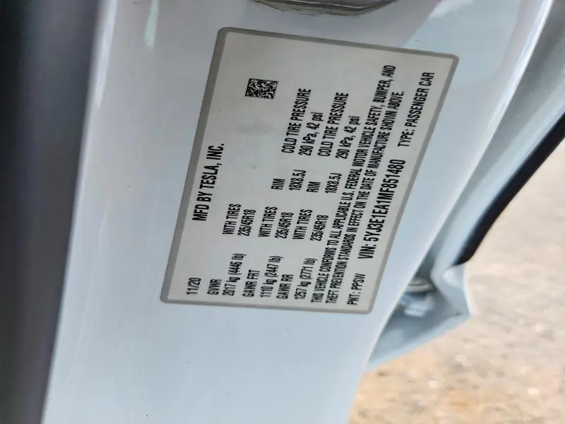 2021 TESLA MODEL 3   