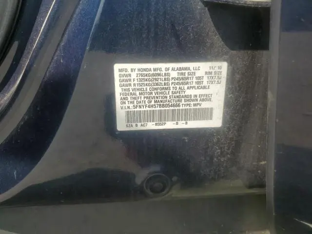 2011 HONDA PILOT EXL  