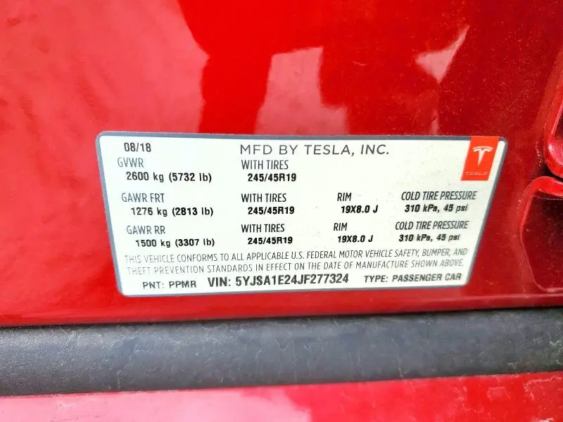 2018 TESLA MODEL S   
