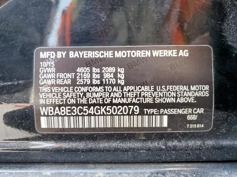 2016 BMW 328 XI SULEV  