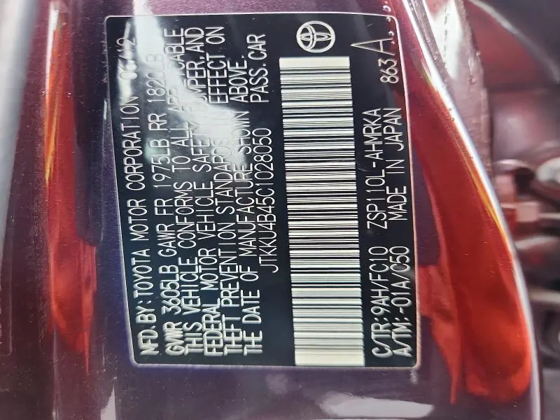 2012 SCION XD BASE  