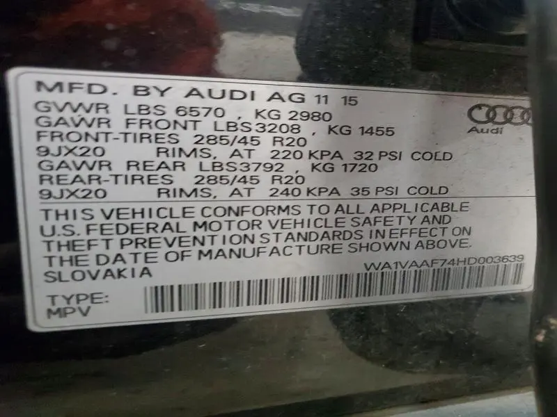 2017 AUDI Q7 PRESTIGE  