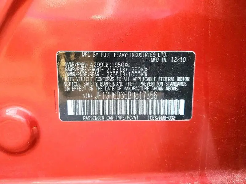 2011 SUBARU IMPREZA 2.5I PREMIUM  