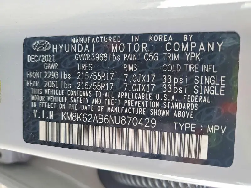 2022 HYUNDAI KONA SEL  