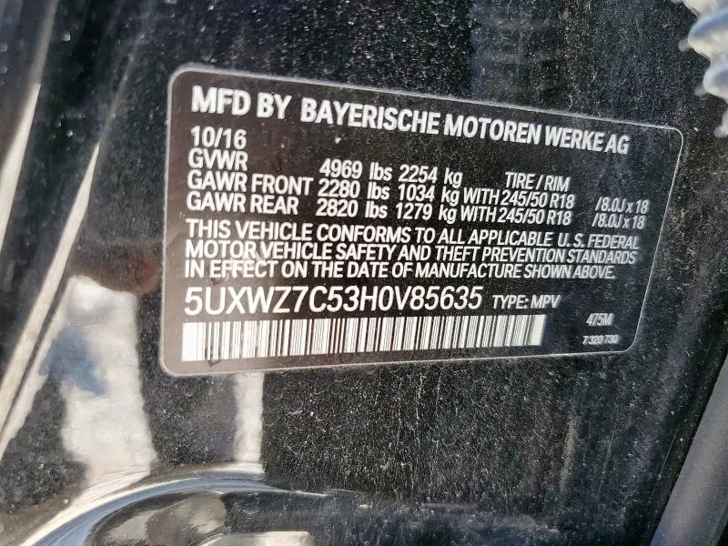 2017 BMW X3 SDRIVE28I  