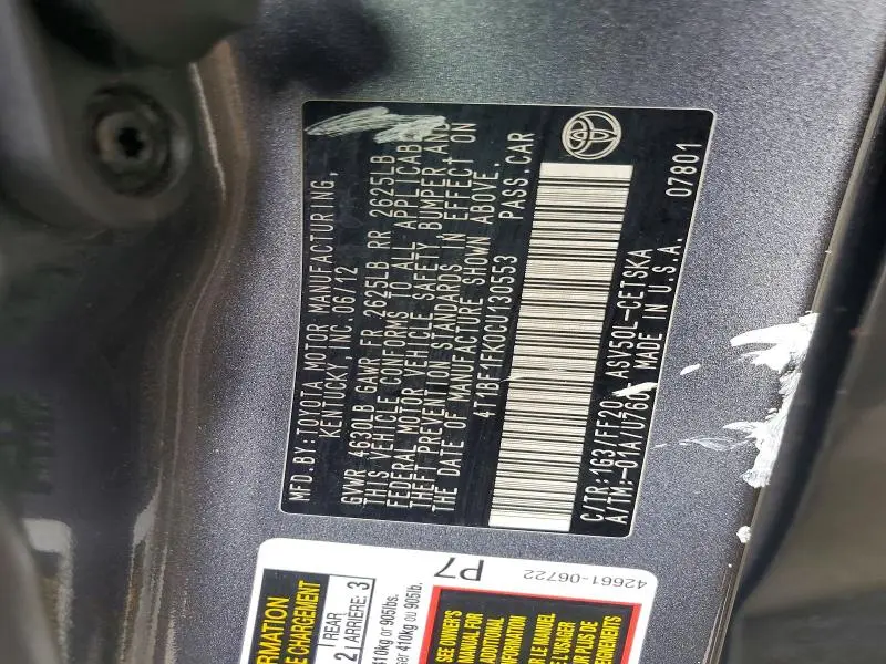 2012 TOYOTA CAMRY SE  
