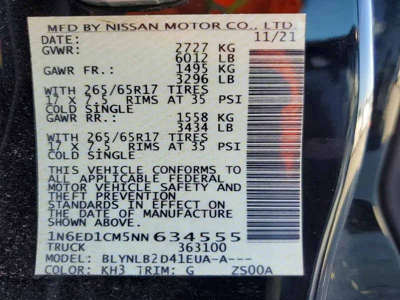 2022 NISSAN FRONTIER SV  