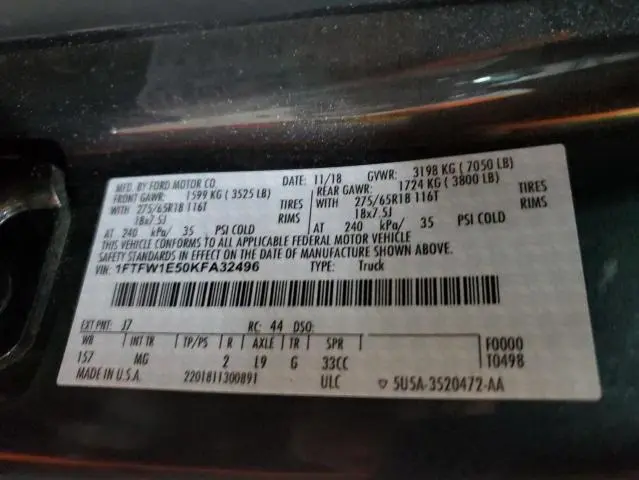 2019 FORD F150 SUPERCREW  