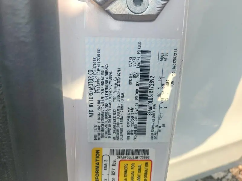 2018 FORD FUSION SE HYBRID  