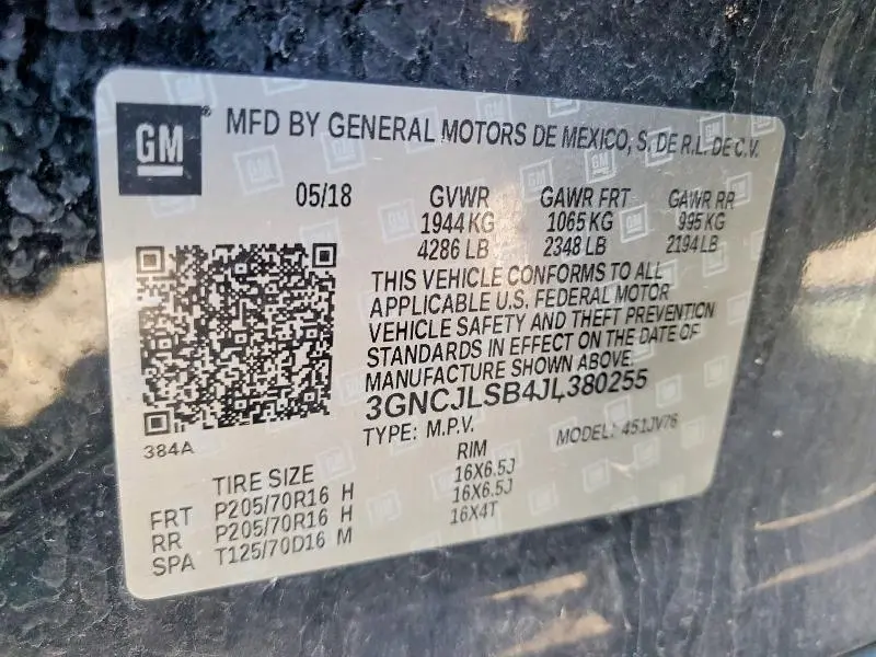 2018 CHEVROLET TRAX 1LT  