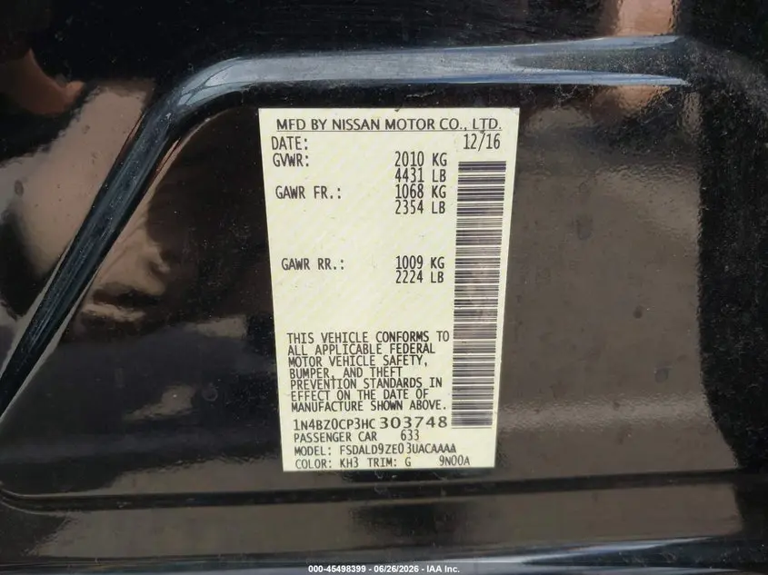 2017 NISSAN LEAF SV