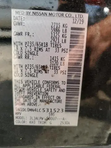 2020 INFINITI QX60 LUXE  