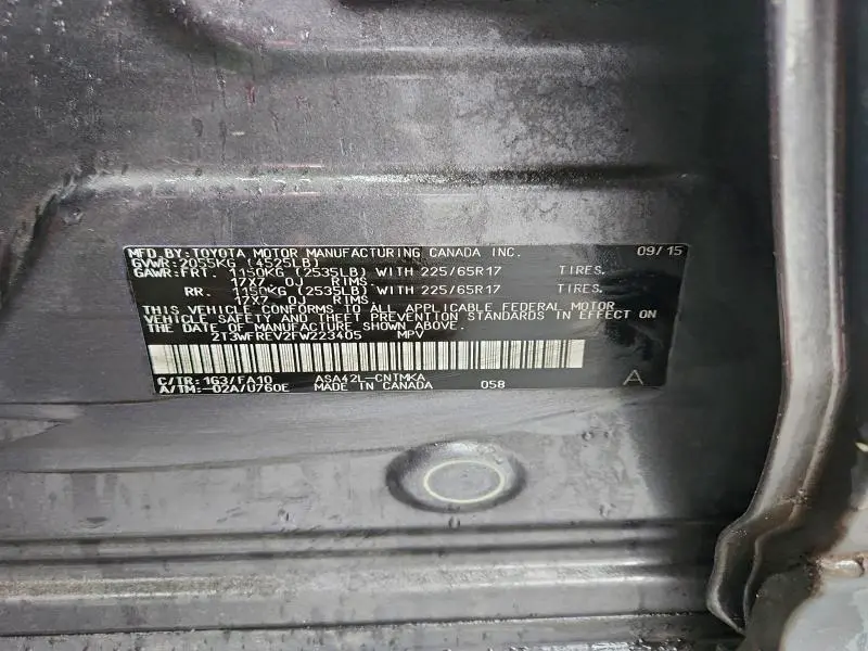 2015 TOYOTA RAV4 XLE  