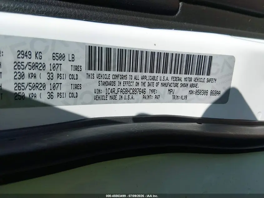 2017 JEEP GRAND CHEROKEE ALTITUDE