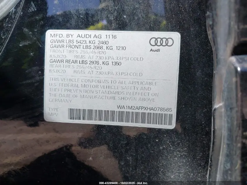 2017 AUDI Q5 2.0T PREMIUM