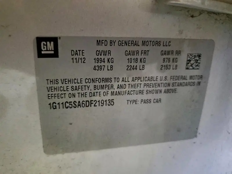 2013 CHEVROLET MALIBU 1LT  