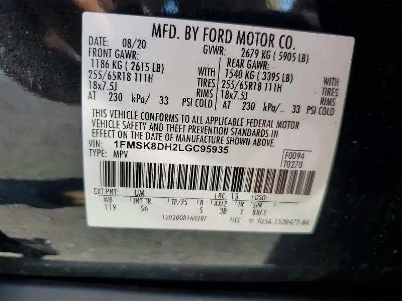 2020 FORD EXPLORER XLT  