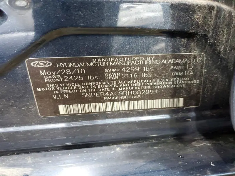 2011 HYUNDAI SONATA GLS  