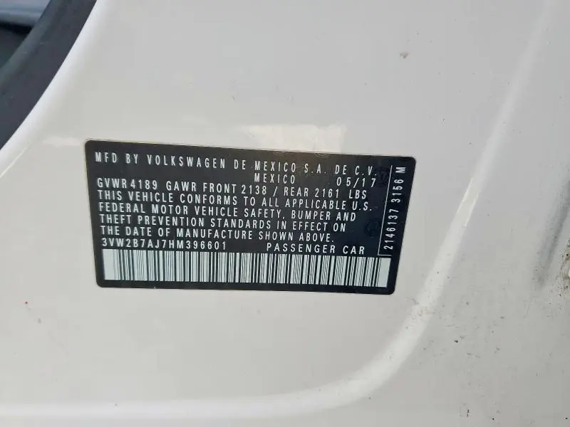 2017 VOLKSWAGEN JETTA S  
