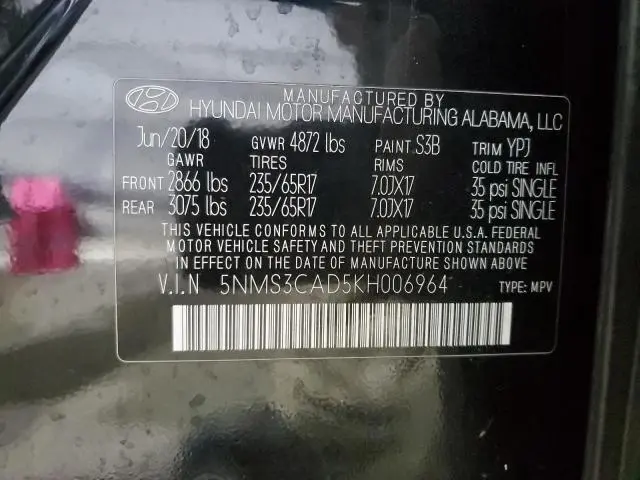 2019 HYUNDAI SANTA FE SEL  