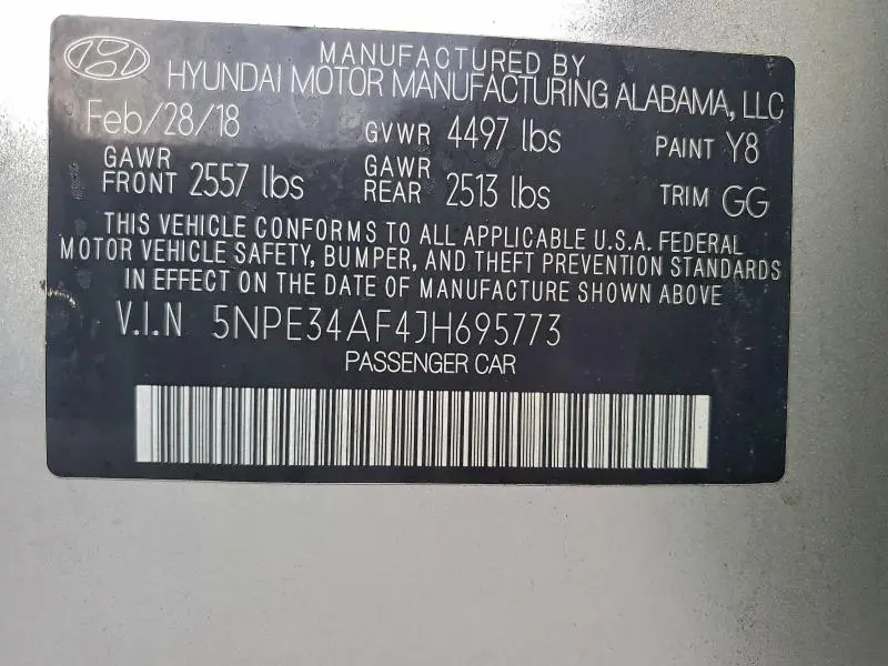 2018 HYUNDAI SONATA SPORT  