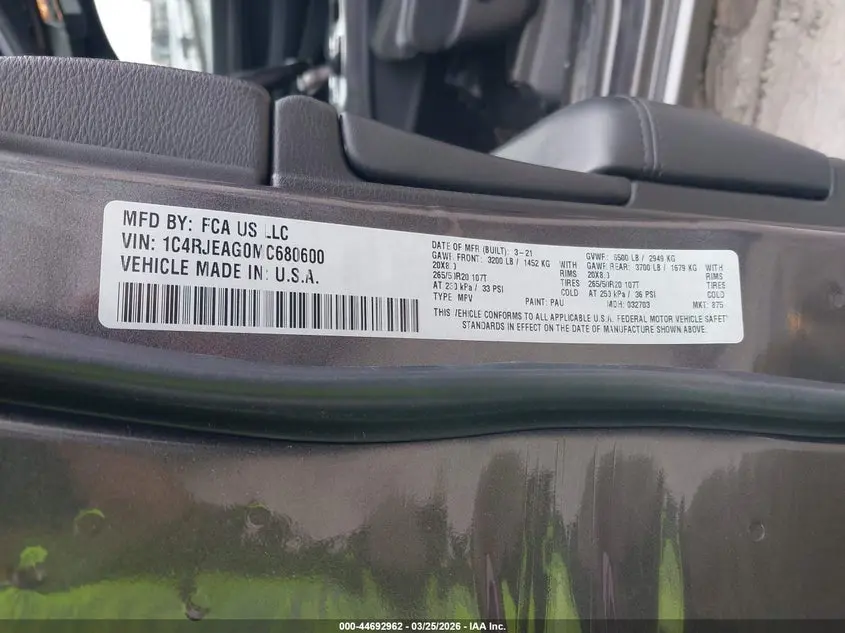 2021 JEEP GRAND CHEROKEE LAREDO X 4X2