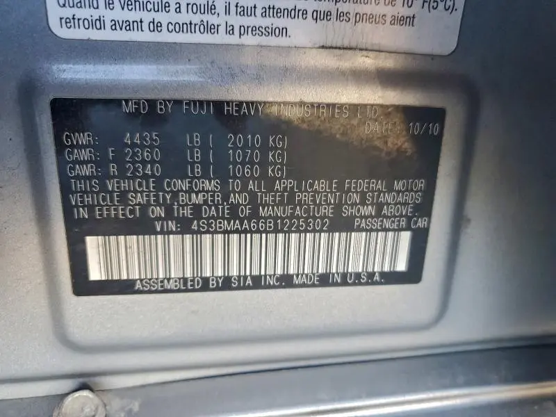 2011 SUBARU LEGACY 2.5I  