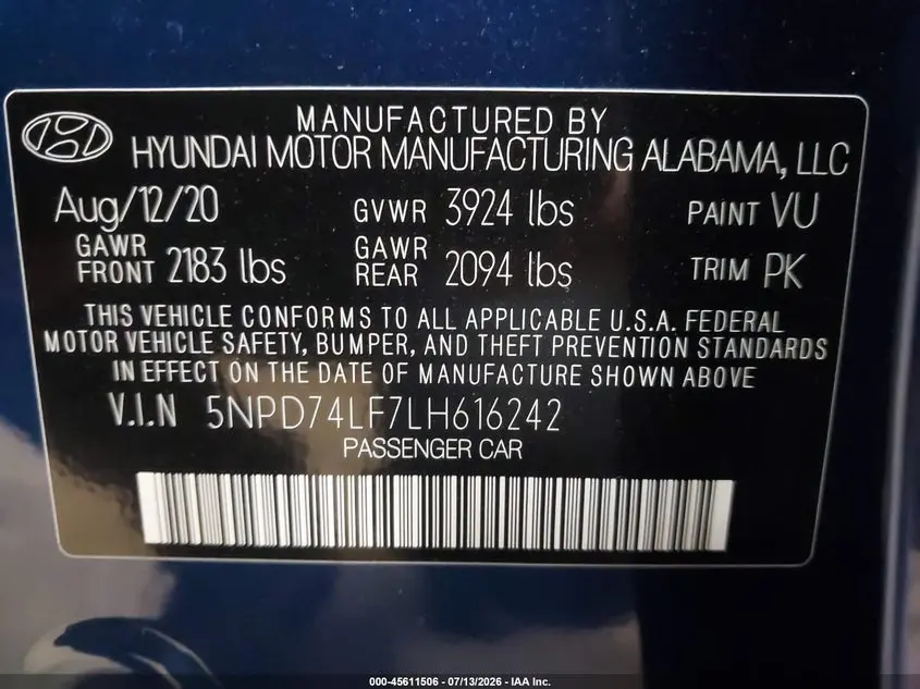 2020 HYUNDAI ELANTRA SE
