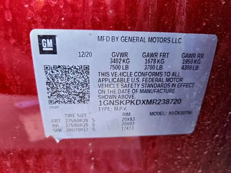 2021 CHEVROLET TAHOE K1500 Z71  