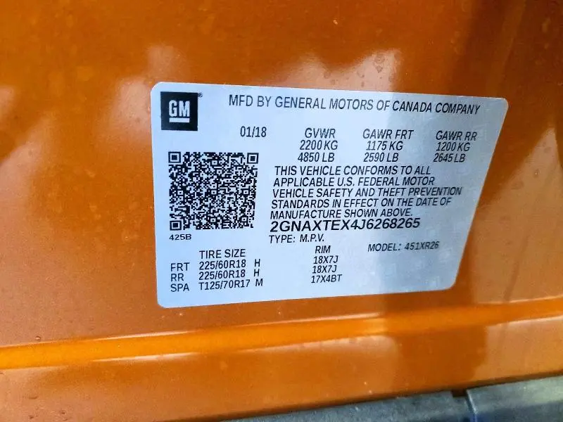 2018 CHEVROLET EQUINOX LT  