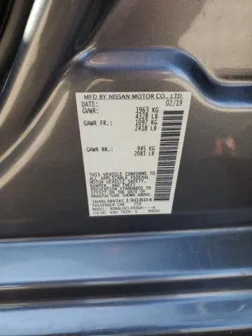 2019 NISSAN ALTIMA S  