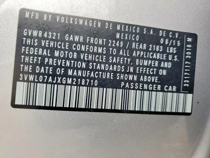 2016 VOLKSWAGEN JETTA SEL  