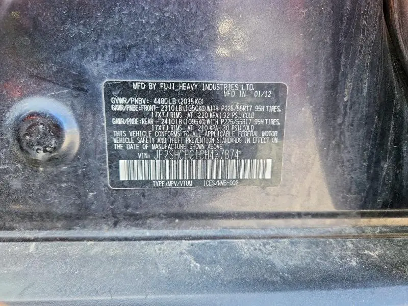 2012 SUBARU FORESTER LIMITED  