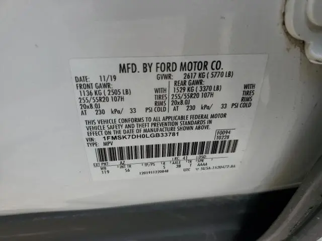 2020 FORD EXPLORER XLT  
