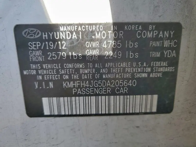 2013 HYUNDAI AZERA GLS  