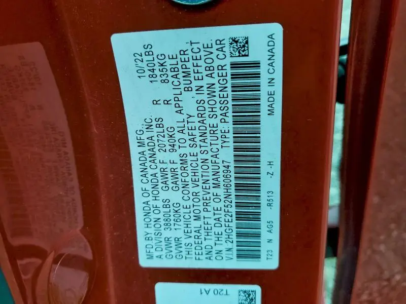 2022 HONDA CIVIC SPORT  