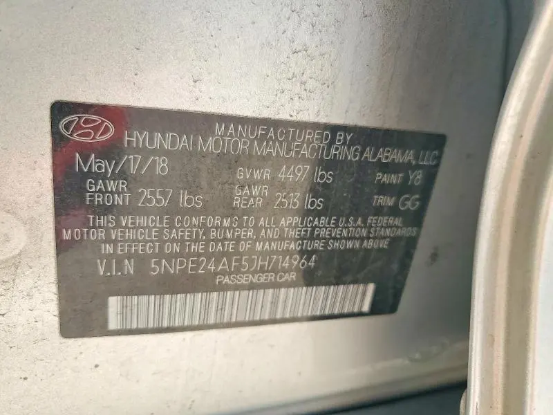2018 HYUNDAI SONATA SE  
