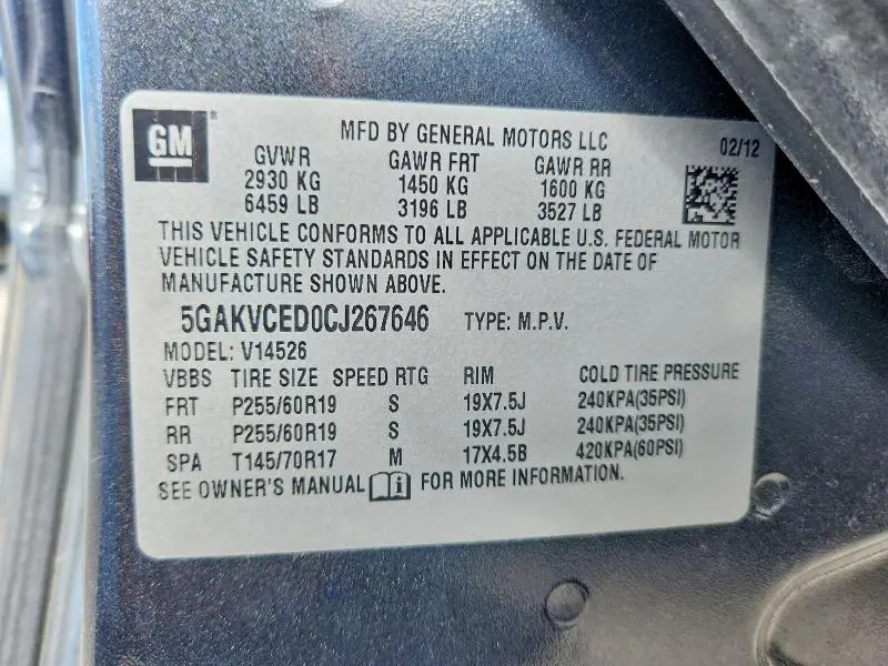 2012 BUICK ENCLAVE   