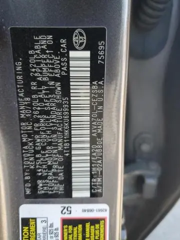 2019 TOYOTA CAMRY L  