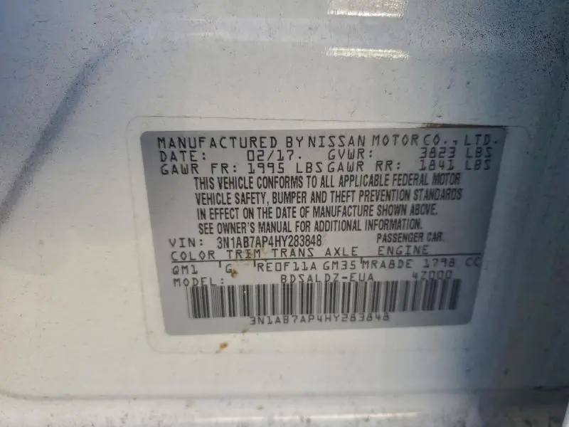 2017 NISSAN SENTRA S  