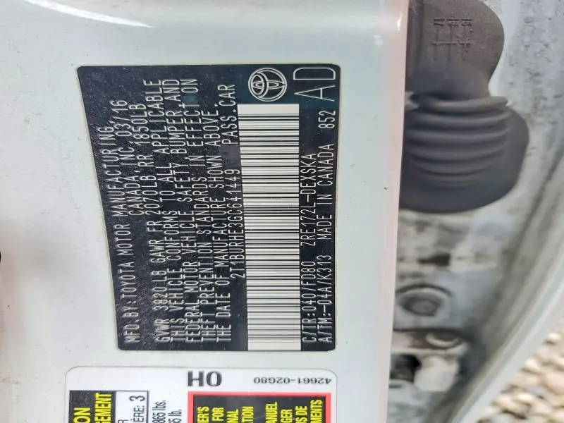 2016 TOYOTA COROLLA S PLUS  