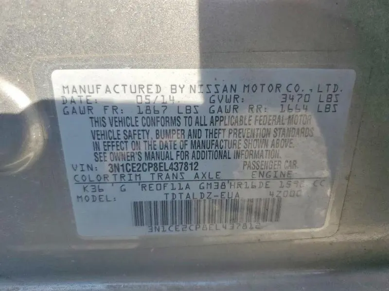 2014 NISSAN VERSA NOTE SV  