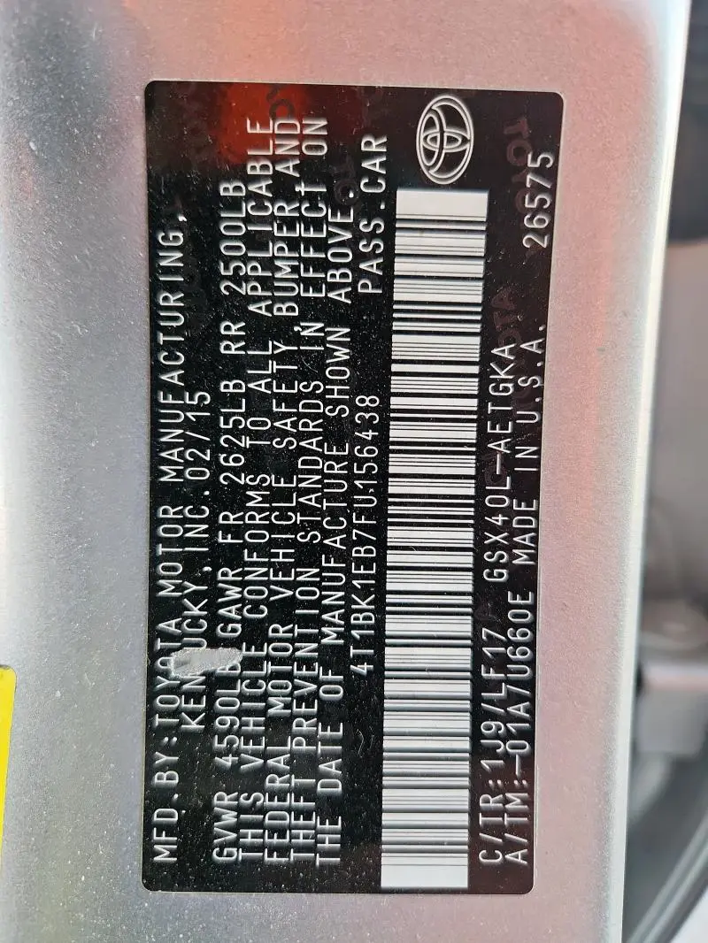 2015 TOYOTA AVALON XLE  