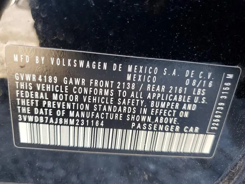 2017 VOLKSWAGEN JETTA SE  