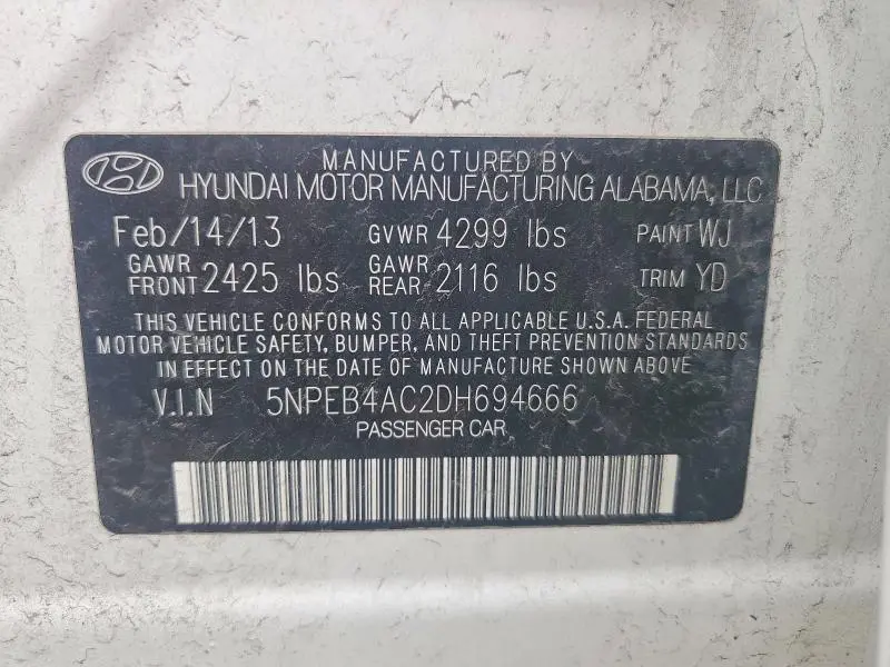 2013 HYUNDAI SONATA GLS  