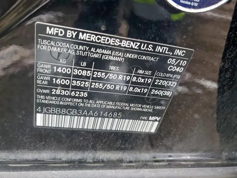 2010 MERCEDES-BENZ ML 350 4MATIC  