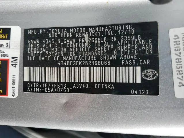 2011 TOYOTA CAMRY BASE  