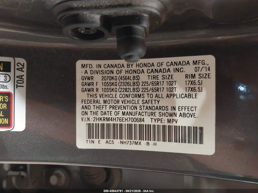 2014 HONDA CR-V EX-L