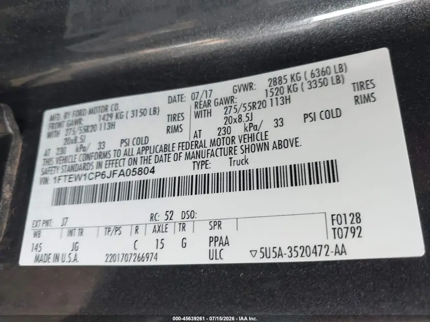 2018 FORD F-150 XL
