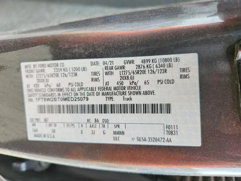 2021 FORD F250 SUPER DUTY  